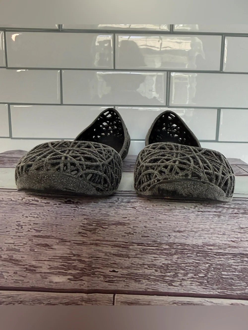 Mini Melissa 🖤 Jelly Flat Smokey Glitter size 11